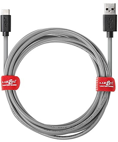 JuicEBitz 3m USB A to USB C Cable - Fast Charger, Compatible with Samsung Galaxy, Google Pixel, iPad, LG, Huawei, Sony Xperia + More, Grey