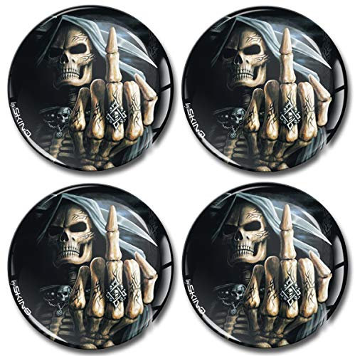 SkinoEu Aufkleber Autoaufkleber für Radkappen Nabenkappen Nabendeckel Radnabendeckel Rad-Aufkleber 70mm Totenkopf Schädel A 2570