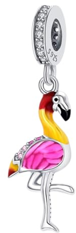 925 Sterling Silber Flamingo Charm Vogel Charm Tier Charm Geburtstag Charm für Pandora Armband (Silber)
