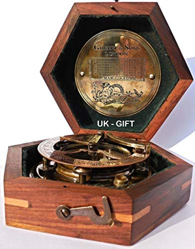 Royal Antique Sonnenuhr Kompass Gilbert & Sons mit Holzbox