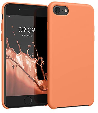 kwmobile Case Compatible with Apple iPhone SE (2022) / iPhone SE (2020) / iPhone 8 / iPhone 7 Case - TPU Silicone Phone Cover with Soft Finish - Papaya