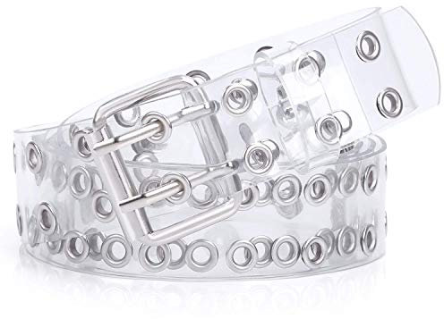 Miaison Transparenter PVC Gürtel - Damenmode, Punk-Stil Mit Doppelösen, Löchern und Langer Kette für Frauen, Teenager, Mädchen