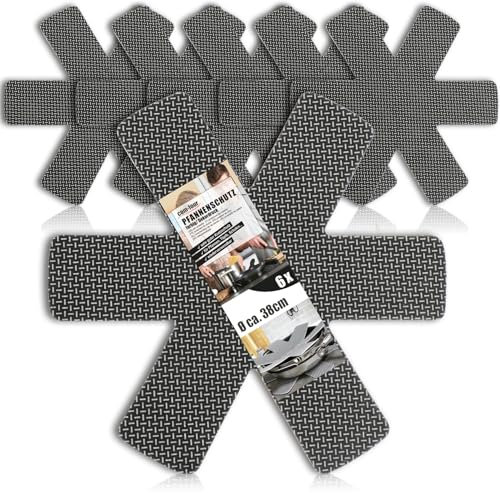 COM-FOUR® 6X Protección de Fieltro para sartenes-Protección contra arañazos-Alfombra Protectora de sartenes y ollas (06 Piezas - Gris Premium)