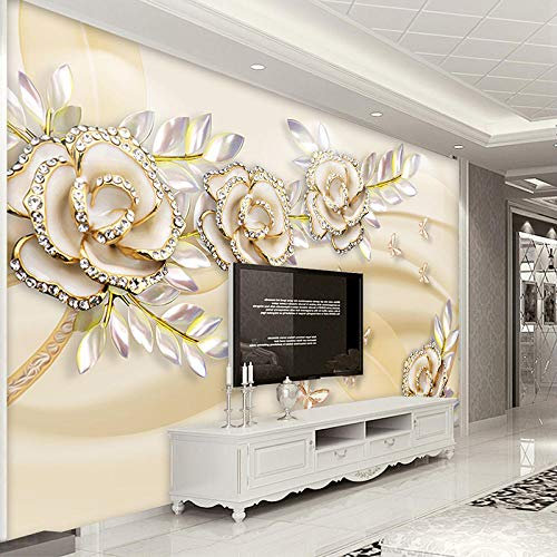 Benutzerdefinierte Wandbild Tapete 3D Europäischen Stil Goldene Rose Blätter Tapete Für Wände 3 D Hotel Wohnzimmer Wohnkultur,200(W)*140(H)Cm