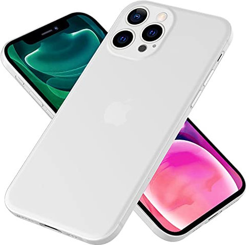 NALIA Cover Ultra-Sottile compatibile con iPhone 13 Pro Custodia, Traslucido 0,3mm Ultra-Slim Case Rigida Opaca Leggera, Semi-Trasparente Anti-Impronta Digitale Antiurto Copertura Case, Colore:Bianco