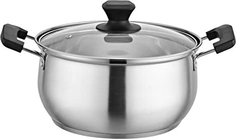 Anawakia Faitout Induction Casserole Faitout INOX avec Couvercle en Verre et Résistant à la Chaleur Poignées (26cm)