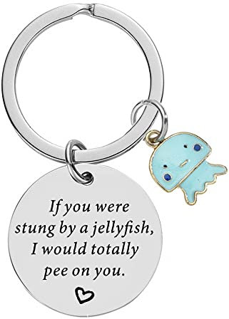 If You Were Edelstahl Glücksbringer Schlüsselanhänger mit Miniatur-Cartoon Quallen, Schlüsselanhänger als Geschenk für Freundin Geliebten Edelstahl Keychain Personalised Runden AntiRost Car Keyring