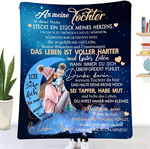 UOOYAA Kuscheldecke Personalisierte Geschenke, Decke An Meine Tochter Deutsch, Mutter zu Tochter Briefdecke, Positive Ermutigung und Liebe Tochter Flanelldecke