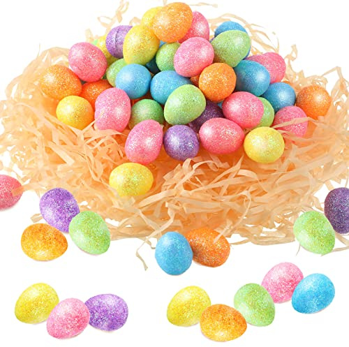 Mini-Ostereier, glänzende Schaumstoffeier, dekorative Schaumstoff-Ostereier zum Basteln, Ostern, Party, Zubehör, Korbfüller, verschiedene Farben (240)