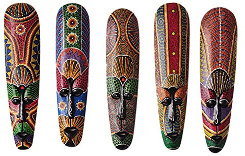 Dasing African Mask - Aboriginal Style Wooden Wall Hanging - Solid Wood Carving - Painted Wall Decor - Bar Home Decorations - African Totem Mask