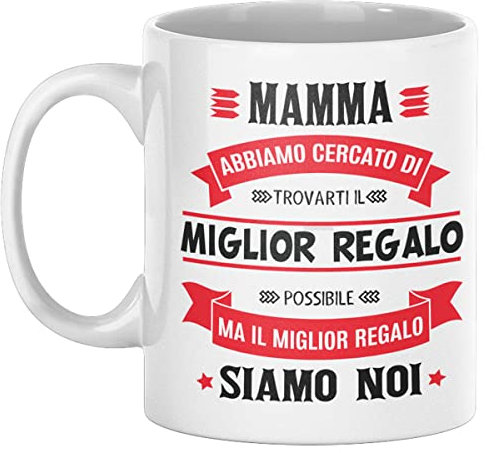Vulfire Mamma Tazza Regalo donna compleanno Idea originale Idee Regali per lei per Natale festa della mamma, Miglior regalo siamo noi (Bianco, Mamma, Ceramica)