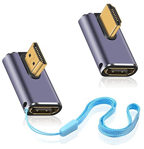 Duttek 8K 90 Degree HDMI Adapter, adattatore HDMI ad angolo sinistro e destro 48Gbps, prolunga UHD HDMI 2.1 maschio a femmina con supporto porta HDMI 8K@60Hz per video 3D HDR, Nintendo Switch 2Pack