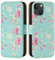32nd Floral Series 3.0 - Design PU Leather Book Wallet Case Cover for Apple iPhone 15 Plus (6.7), Flip Case With RFID Blocking Card Slots, Magnetic Closure and Built In Stand - Spring Blue