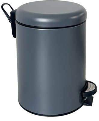 JM ·YIPENG Kosmetikeimer 5 Liter, Mülleimer Bad mit Deckel, Grau Tretmülleimer mit Absenkautomatik und Inneneimer,Abfalleimer Bad für Badezimmer, Büro,Küche,Schlafzimmer,WC