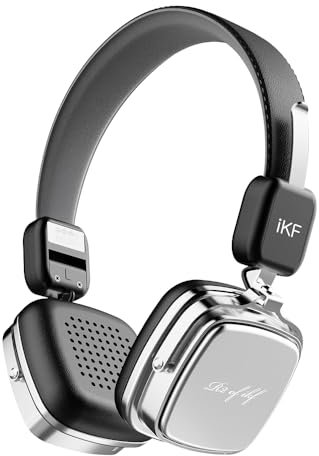 iKF R2 Auriculares Supraaurales Bluetooth, Retro Auscultadores Over Ear, 60 Horas De Reproducción, Graves Puros, Plegables, Ligeros Y Cómodos, diseño Throwback de los 80 y 90 (Negro)