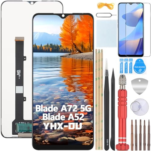 YHX-OU 6.52'' Nero Schermo per ZTE Blade A72 5G 7540N ZTE Blade A52 LCD Display Touch Screen Digitizer Ricambio Assembly con Utensili Inclusi + Vetro temperato
