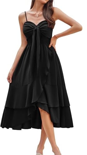 GRACE KARIN Women Flowy Ruffle Long Beach Dress Sweetheart Neck Sleeveless Cocktail Party Dress Black S