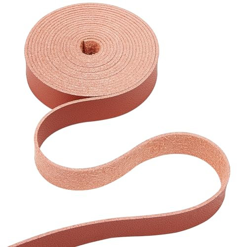 GORGECRAFT Braune Lederriemen 2m X 12.5mm Vollnarbenlederstreifen 1.2mm Dickes Flaches Lederband Einseitige Kunstleder-Flechtfäden Für DIY-Handwerk Schmuckherstellung Stiefelspitzenzubehör