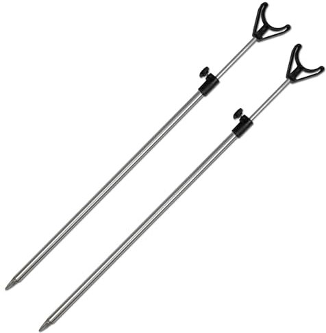 2X Rutenhalter mit U-Auflage Teleskop 50-90cm Aluminium Erdspieß Rutenständer Rod