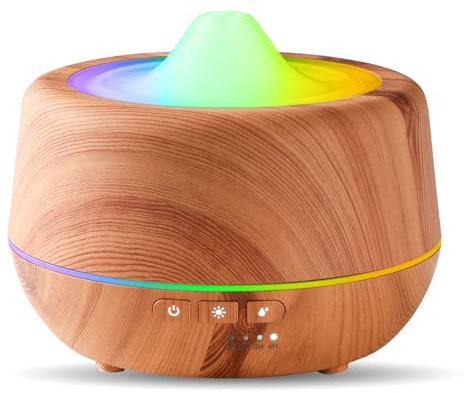 Diffusore di oli essenziali, diffusore per aromaterapia a ultrasuoni da 500 ml, umidificatore a nebbia fredda con luci LED a 7 colori, 4 timer, funzione di spegnimento automatico