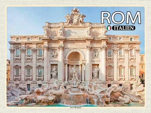 Ontrada Holzschild 30x40cm Rom Italien Trevi Brunnen Skulptur Holz Schild