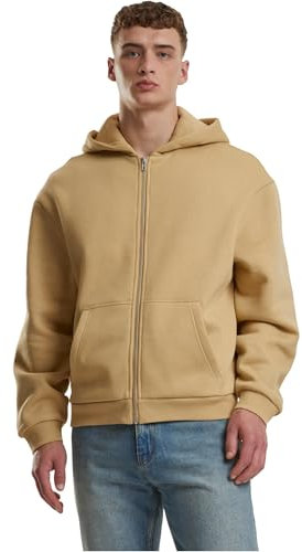Urban Classics Felpa con Cappuccio da Uomo Fluffy Zip Hoody, soffice Felpa con Cerniera Lampo, Felpa da Uomo, Oversize, Beige, XXXXL