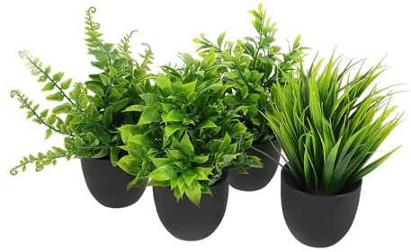 Yardwe Mini Planta De Imitación con Macetas Negras 4 Uds. De Plantas Artificiales De Plástico En Maceta Suculentas De Simulación En Maceta Planta De Escritorio Falsa para Decoración De