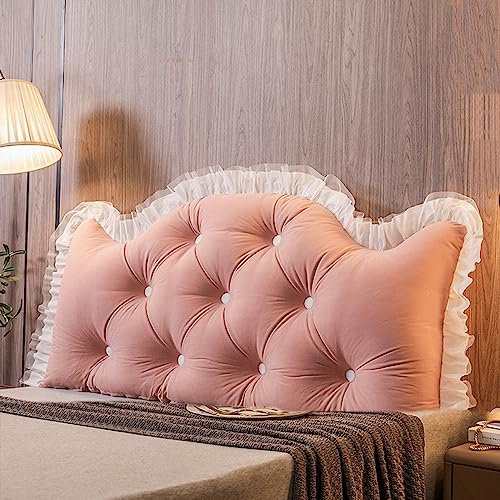 Keilförmiges Kopfteilkissen Lesekissen L-förmiges Nachttischkissen Doppelsofa große Rückenlehne abnehmbares Kopfteil Stützkissen für Schlafzimmer Tatami-Tagesbett Etagenbett Pink Full/47.2 Zoll
