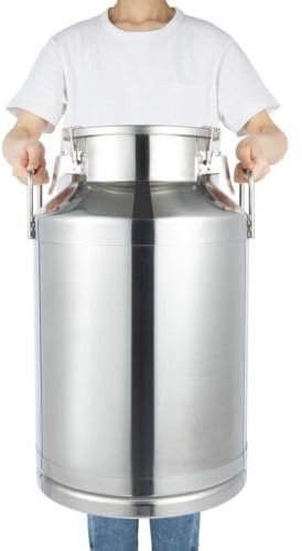 Milchkanne 304-Edelstahl 60L, Transportkanne Große, Schwerlast Milch Kanne mit Auslaufsicherer Deckel & Tragebügel & Spannverschluss zur Aufbewahrung Von Flüssigkeiten Und Feststoffen