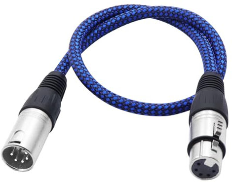 LANMINGLEL Short 5 Pin Metal Microphone Cable XLR Male to Female Heavy Duty Balanced Nylon Braided Cord Compatible Speakers,Microphones,Stage Lighting and More(0.5M)