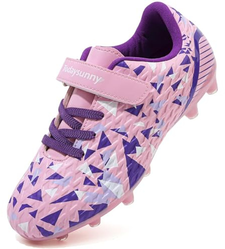 todaysunny Scarpe da calcio per bambini, unisex, AG/FG, rosa, 32 EU
