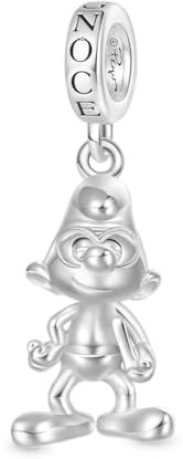 GNOCE Charm Anhänger Schlumpf Anhänger 925 Sterlingsilber Beads Charms für Frauen und Mädchen Schmuckgeschenk für Filmfan (Kluger Schlumpf)