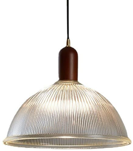 Lámpara colgante LED, lámpara de araña, 14,9 pulgadas para isla de cocina, con vidrio, lámpara colgante de madera para techo sobre fregadero para comedor, sala de estar