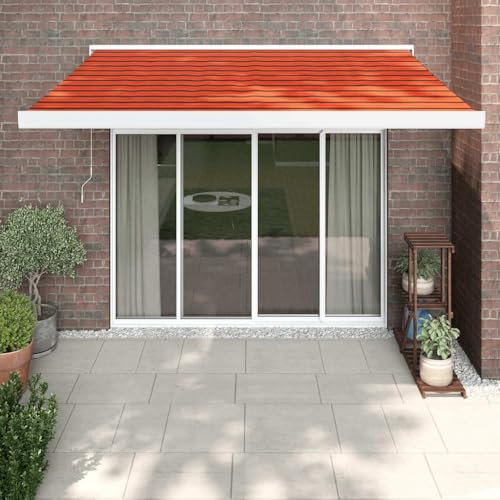 Willood Markise Gelenkarmmarkise Vollkassettenmarkise Sonnenschutz Garten Terrasse Balkon Einziehbar Orange und Braun 3x2,5 m Stoff und Aluminium