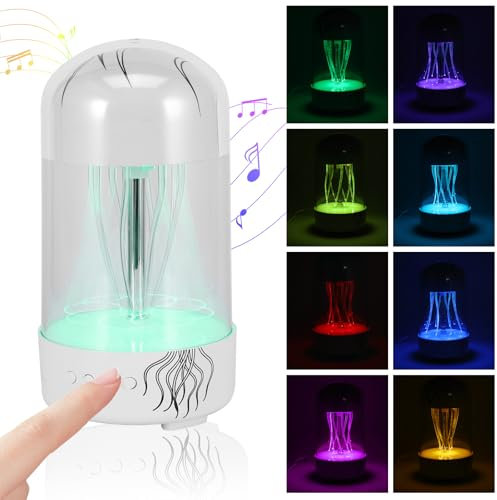 Jellyfish Bluetooth Speaker,RGB Bluetooth Speaker Wireless,LED Light Bubble Fish Mood Lamp Kids Bedroom Colour Changing Aquarium Tank Sensory Mood Lighting Novelty Jelly Fish Bedside Light