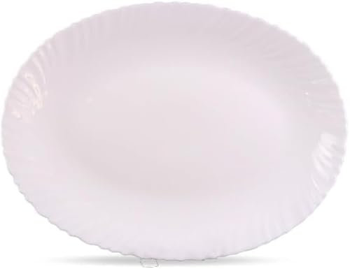 Best House | Opalware Oval Dinner Plates | 14/35.5cm | Set of 4 Pcs | White | Microwave, Oven, and Dishwasher Safe, Serving Dinner Plates Dinnerware Set