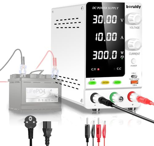 Fuente de Alimentación 30V 10A,300W Fuente de Alimentación Regulada por Codificador, 6V 12V 24V Carga de Baterías Fuente de Alimentación con Interruptor de (30V10A (300W))