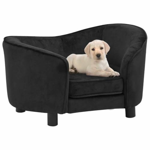 Myheimly Hundesofa Schwarz 69x49x40 cm Plüsch Hundecouch Hundebett Haustiersofa
