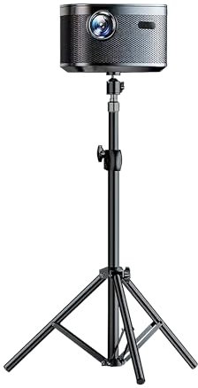 Gwezmxs Support pour Projecteur avec Trépied 50-80cm, Socle de Projecteur avec Filetage 1/4 de Pouce et Rotule Pivotante 360°, Noir