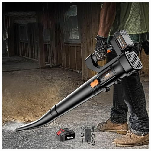 Souffleur de feuilles sans fil, aspirateur de jardin, souffleur de feuilles électrique 2000 W, souffleur de feuilles sans fil lithium-ion 21 V à vitesse variable avec batterie et chargeur, mode 6 vi