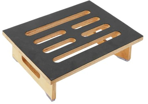 Taburete Escalón de Madera Maciza - Taburete Bajo Antideslizante para Baño, Cocina y Jardín - Banqueta Madera para Niños y Ancianos - 39,8x32x8,8cm (Natural, Fácil Limpieza)