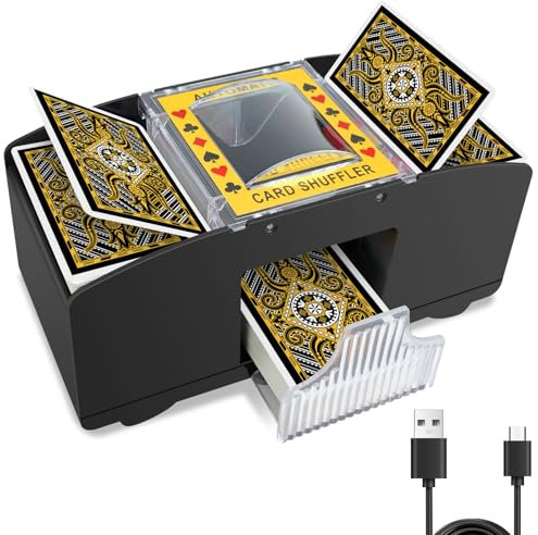Vonsera Mélangeur de Cartes Automatique Électronique, Trieur pour 1 à 2 Jeux avec Port USB, Distributeur de Cartes pour Jeux comme UNO, Poker, Texas Hold'em