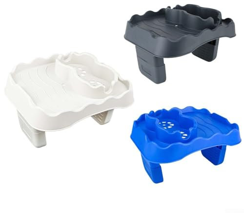 Portabicchieri gonfiabile per piscina con vassoio snack design regolabile per comodità e comfort (beige)