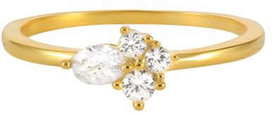 Skcess 9K Gelbgold Matching Rings Weiß Ring Moissanite, Rund mit Weißem Moissanit (Oval) Promise Ring Damen Größe 58 (18.5)