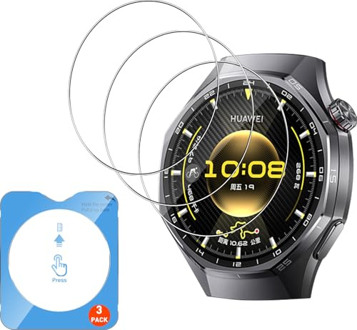 QULLOO Protector de Pantalla para HUAWEI Watch GT 6 Pro/GT 7 Pro 46mm | 3 Piezas, Dureza 9H Cristal Templado Vidrio con Herramienta de Alineación, Sin Burbujas Screen Protector, Sensibilidad Táctil