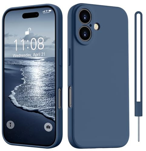 HGH für iPhone 17 Hülle Silikon mit 1 Lanyard, Dunkel Blau | Handyhülle für iPhone 17 Dünn Rundumschutz mit Microfiber-Innenfutter Kratzfest Schutzhülle