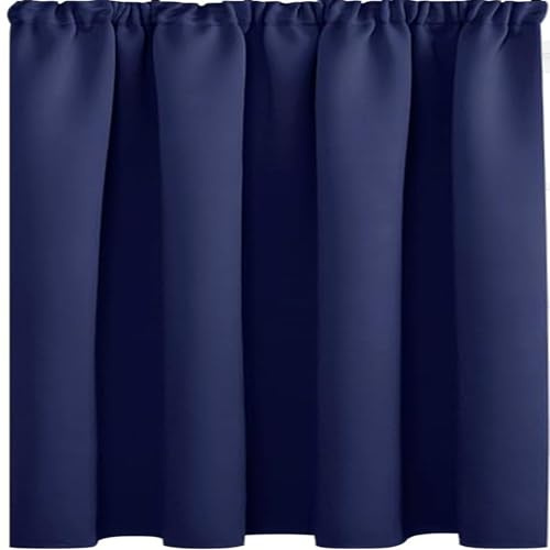QINLIQIN Verdunklungsvorhänge für Schienen 140 x 110 cm Weich Und Langlebig Schallschutz Vorhang Größe Und Farbe Wählbar, 1Er-Set für Schlafzimmer, Kinderzimmer, Dunkelblau