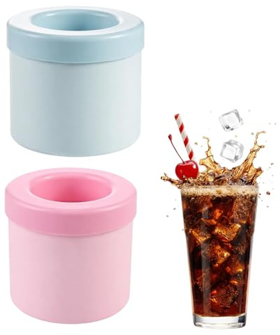 Ice Cube Moulds, Clear Ice Cube Maker with Half Cup Silicone Freezer Trays, Small Ice Cube Tray for Home Use, Two Piece Set in Pink and Blue Colours
