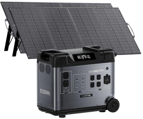 OUKITEL P5000 Plus Tragbare Powerstation 5120Wh mit 2x400W Solarpanel | 3600W AC (7200W Spitze) Solargenerator, <10ms USV, 1.2 Std Schnellladung, LFP Akku, Stromgenerator für Camping/Haus/Wohnmobil
