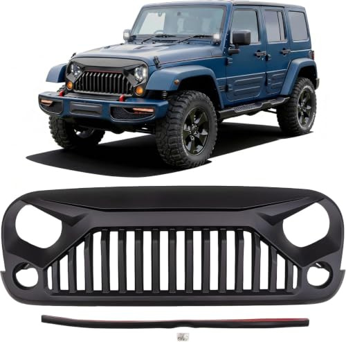 HERSTMOTO Kühlergrill GLADIATOR, passend für JEEP WRANGLER JK 2007-2018, Frontgrill, Auto-Frontgrill, Frontstoßstangenhaubengitter, Radiator Grille
